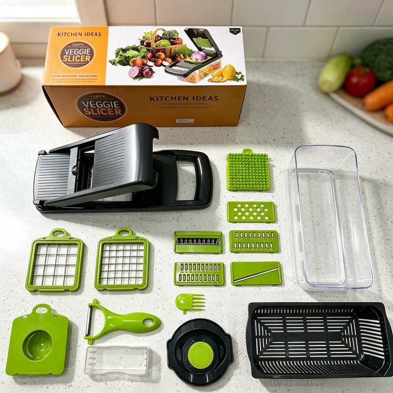 Mandoline Slicer - 16-in-1 Multifunktionaler Gemüseschneider, Zwiebelhacker, Reibe und