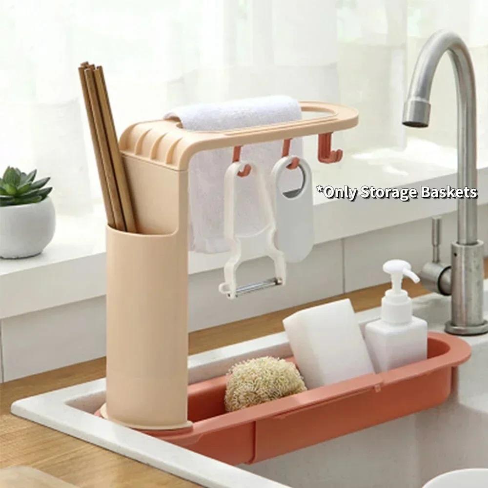 Kitchen Gadgets Rack Storage - Teleskopischer Spülbecken-Organizer, Multifunktionaler Küchenorganizer, Schwamm- und
