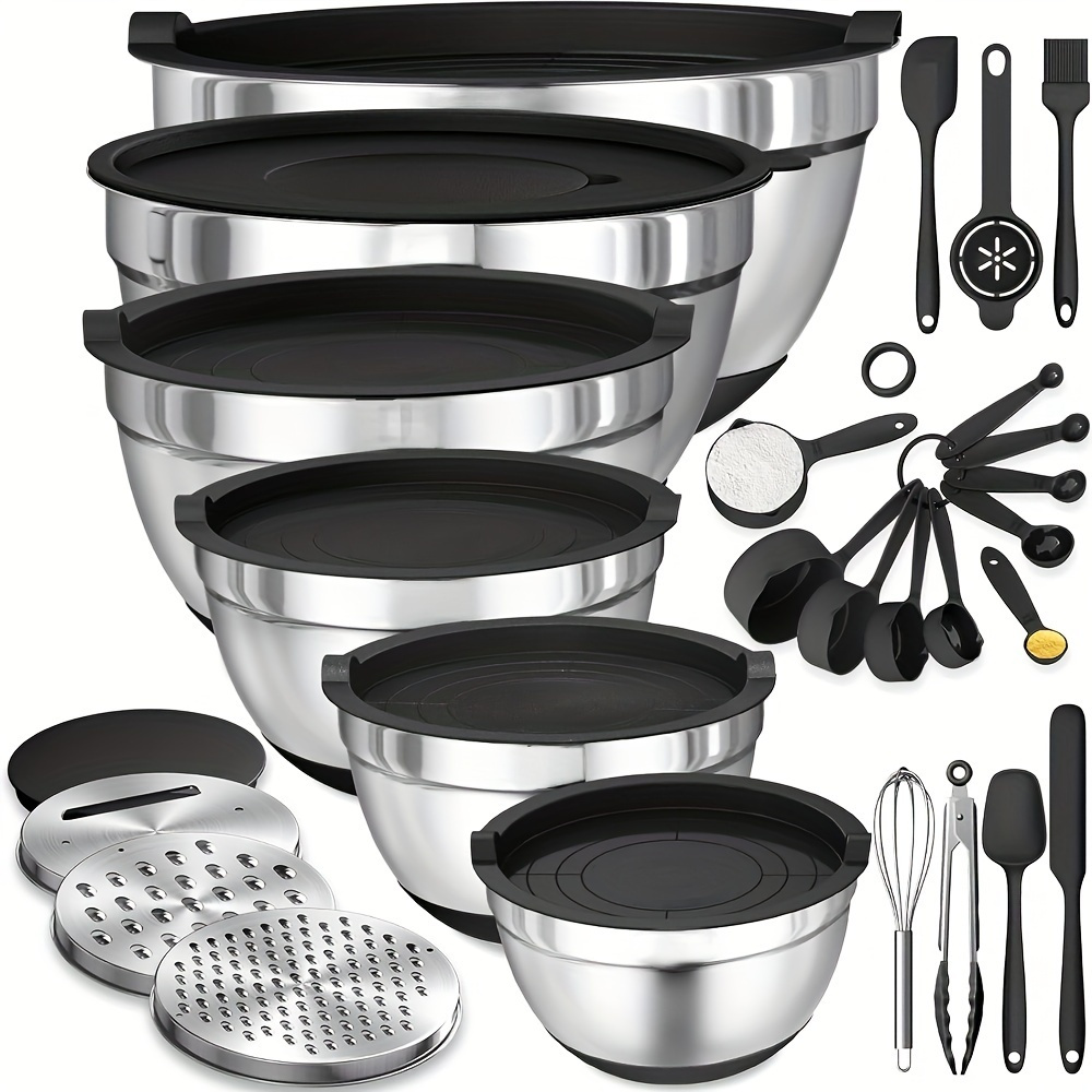 Kitchen Gadgets Set - 17-teiliges Rührschüssel-Set aus Edelstahl, Rührschüsseln mit