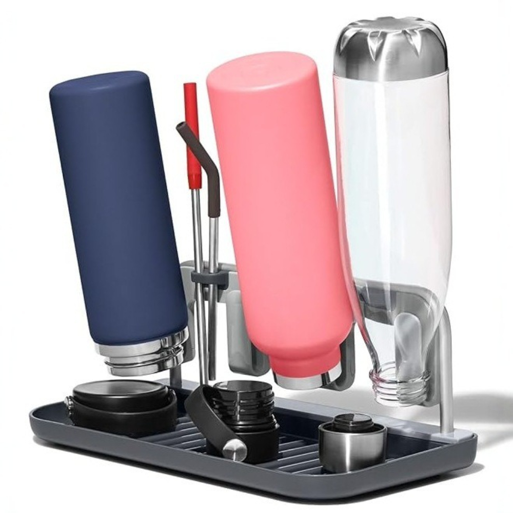 Kitchen Gadgets Rack Storage - Doppelschichtiges, isoliertes Aufbewahrungs- und Abtropfgestell für