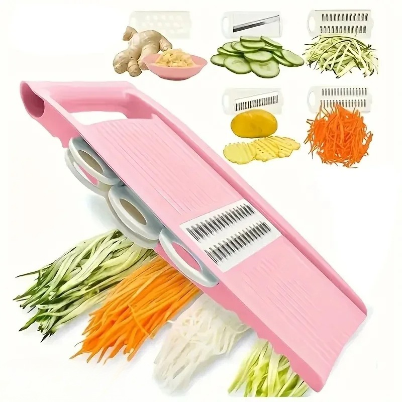 Mandoline Slicer - Mandolinenschneider für die Küche, 5-in-1-Mandoline-Lebensmittelschneider, Kartoffel-/Käse-/Gemüse-/Karotten-/Gurkenreibe