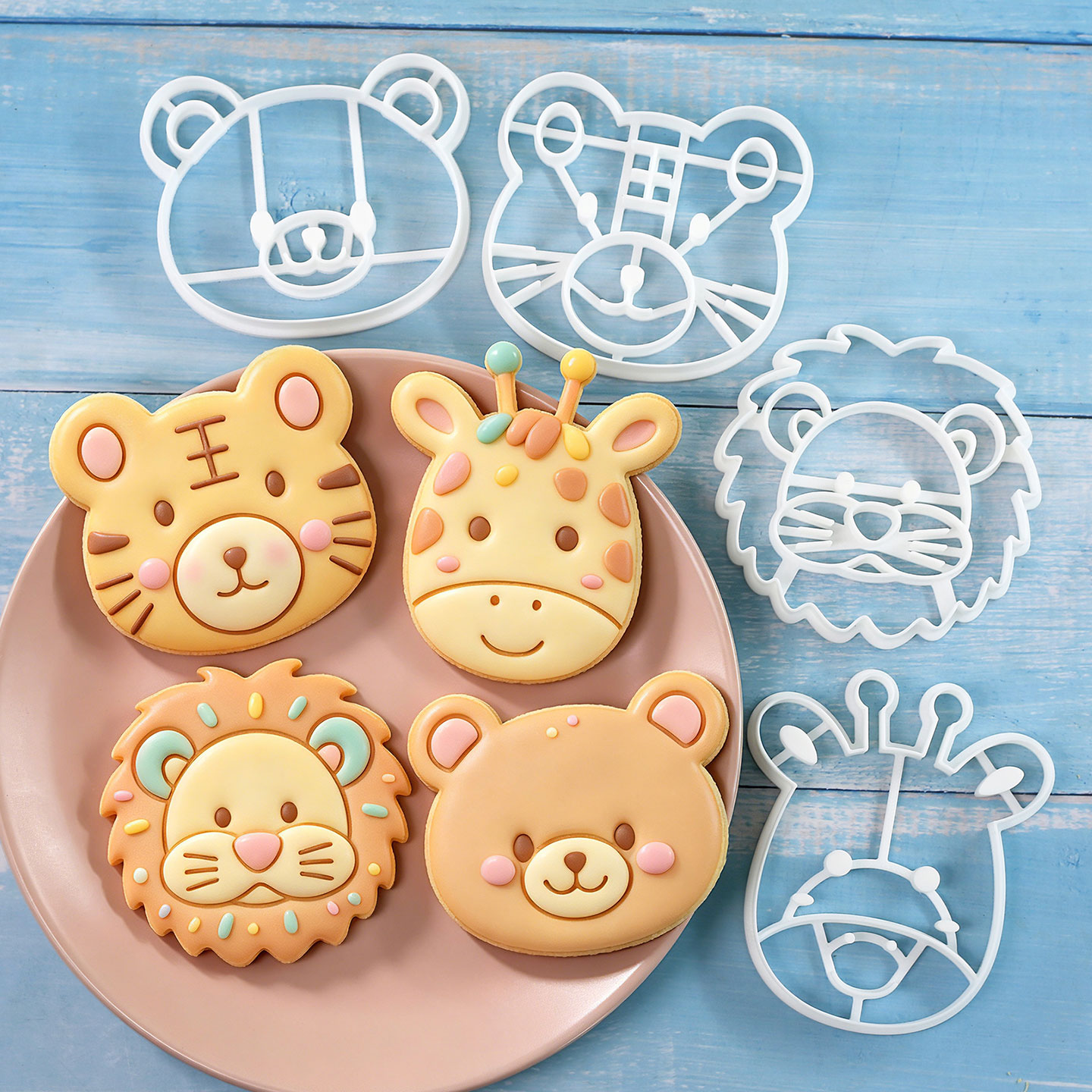 Kitchen Gadgets Set - 4-teiliges Tier-Plätzchenausstecher-Set 3D Niedliche Löwen Tiger
