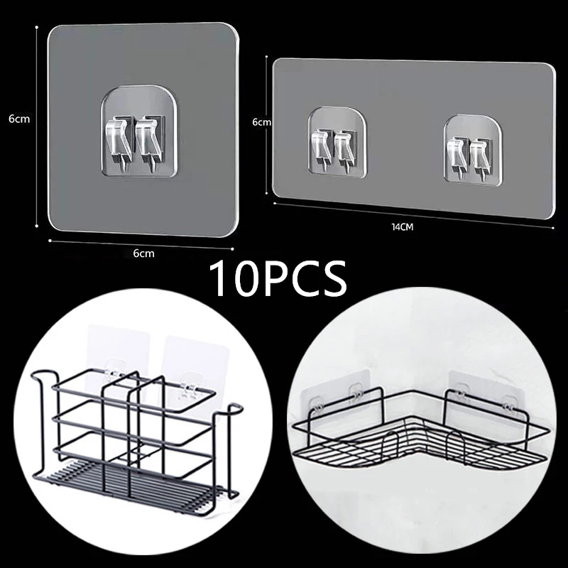 Kitchen Gadgets Rack Storage - 10PCS Transparent Hängen Regal Haken Wand