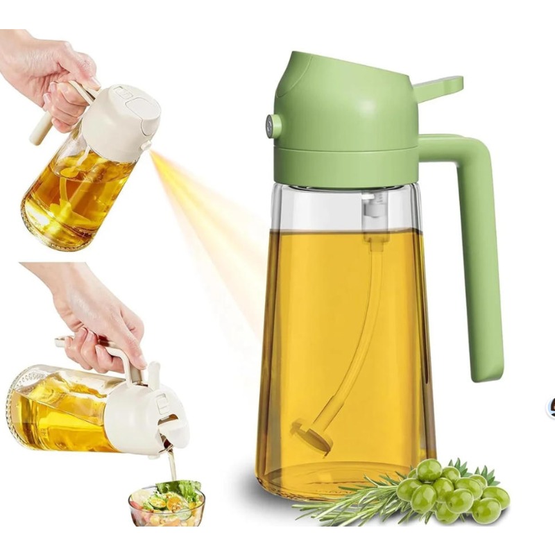 Kitchen Gadgets Oil Spray - 470ml Glas-Olivenöl-Sprühflasche für Kochen Lebensmittelechter 2-in-1
